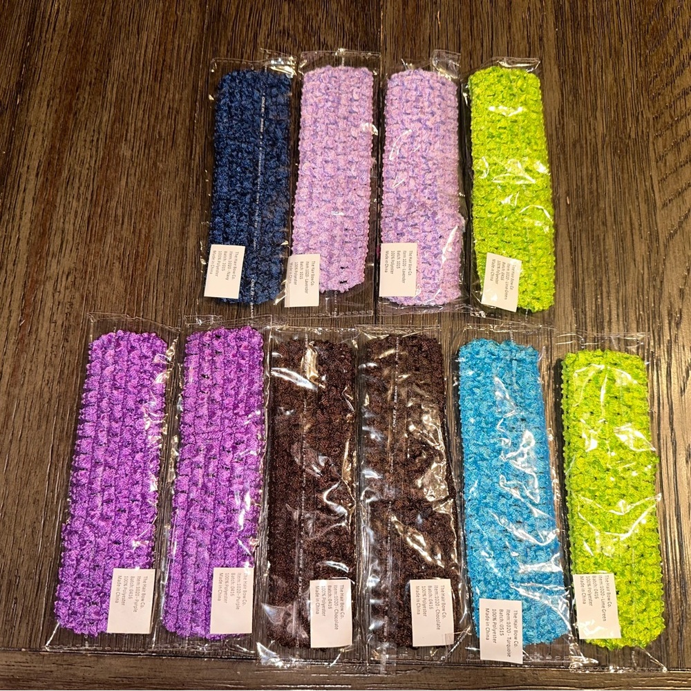 NEW 10 x 1.5” Crochet Headbands Baby Child Girl Holiday Summer Navy Purple Brown